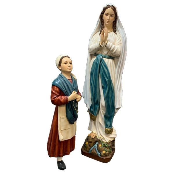 Virgen de Lourdes 165 cm y Santa Bernardita 110 cm